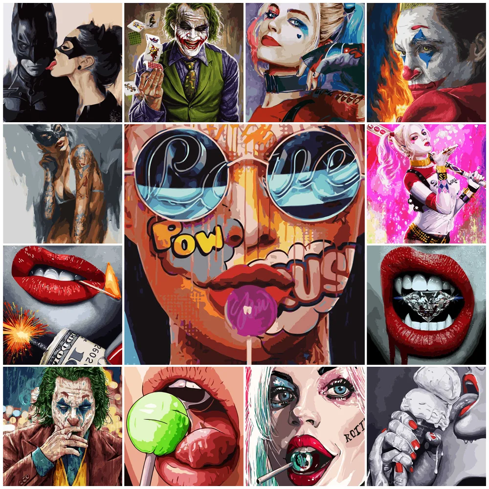 

24 Color Painting By Numbers Sexy Woman 40x50cm DIY Paint By Numbers for Adult Clown Figure Canvas Painting Personalized Gift