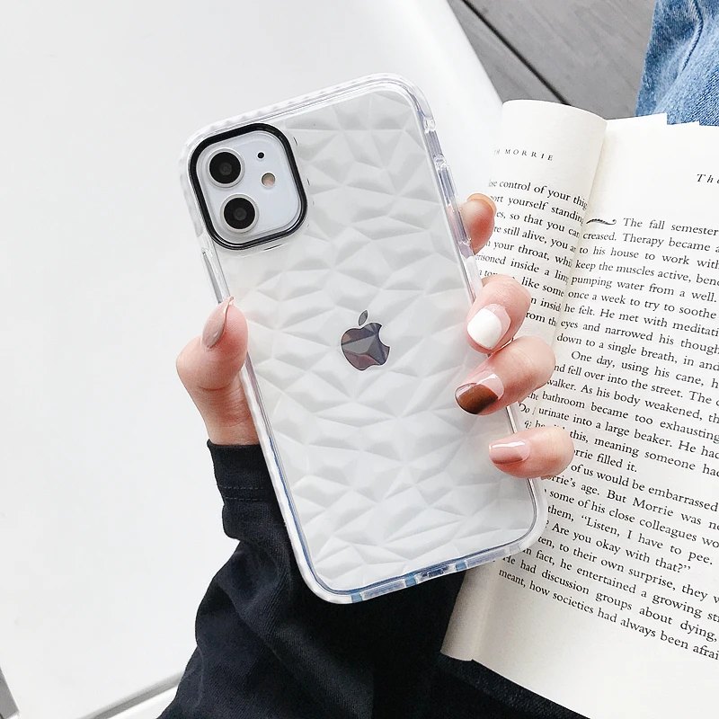 

Luxury Silicone Clear Case For iPhone 12 Mini 11 Pro Xs Max X Xr Diamond Texture Soft Case For iPhone Se 2020 7 8 6s 6 Plus Capa