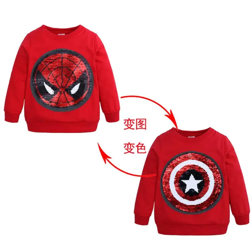 Мультфильм с узором из пайеток свитера для детей Топы длинными рукавами