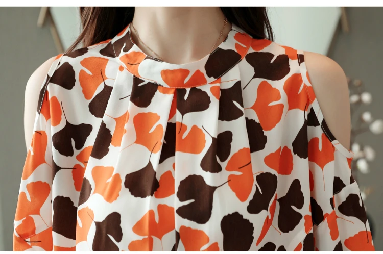 Женская блузка, женские топы, шифоновая блузка для женщин, Топы harajuku blusas femininas, рубашки для женщин, с принтом, повседневная 4937 50