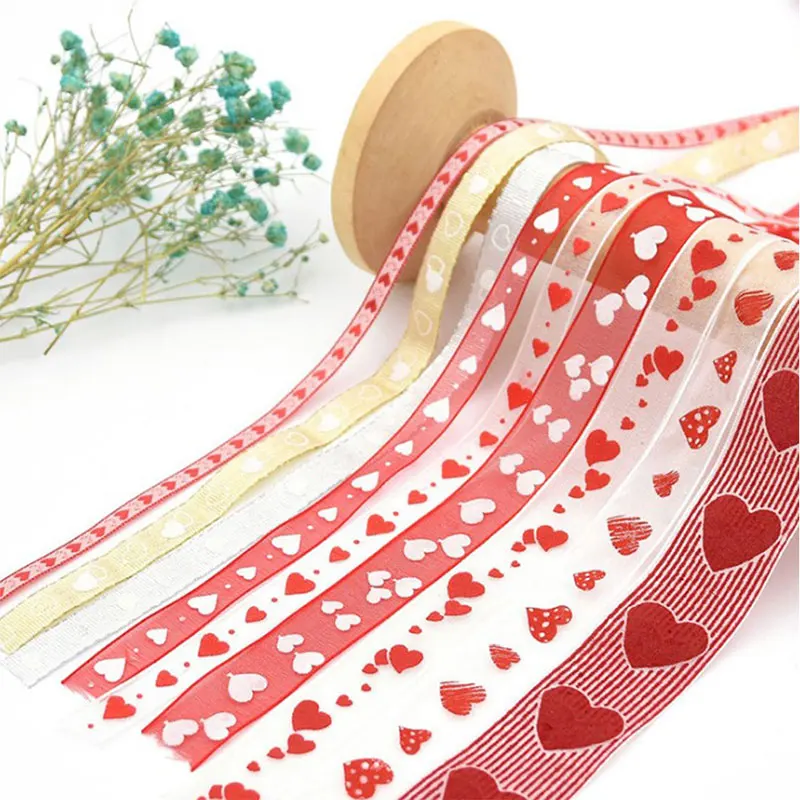 

Organza Ribbon Heart Ribbon Wedding Cookie Candy Dragees Gift Box Cake Box Packaging Ribbon Gift Bags Wrapping