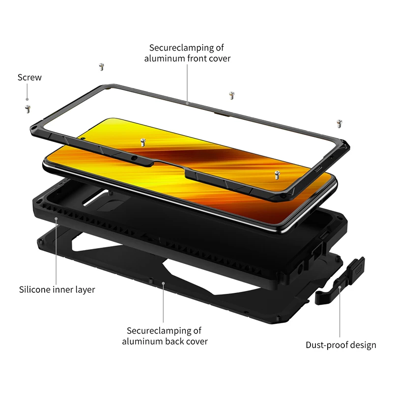imatch case for xiaomi 11 poco x3 nfc heavy duty protection armor shockproof hard aluminum metal mobile phone cases note 10 pro free global shipping