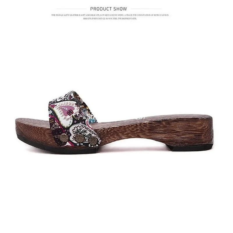 Шлепанцы женские деревянные в китайском стиле японские традиционные сандалии