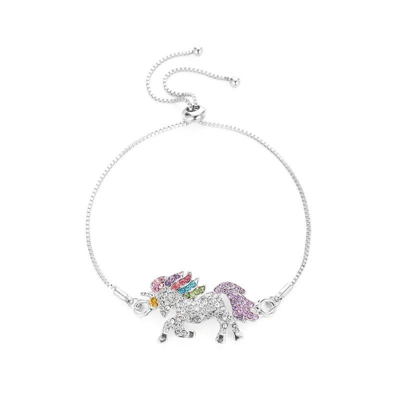 Модные подарки высококачественный браслет с единорогом и стразами Радужный