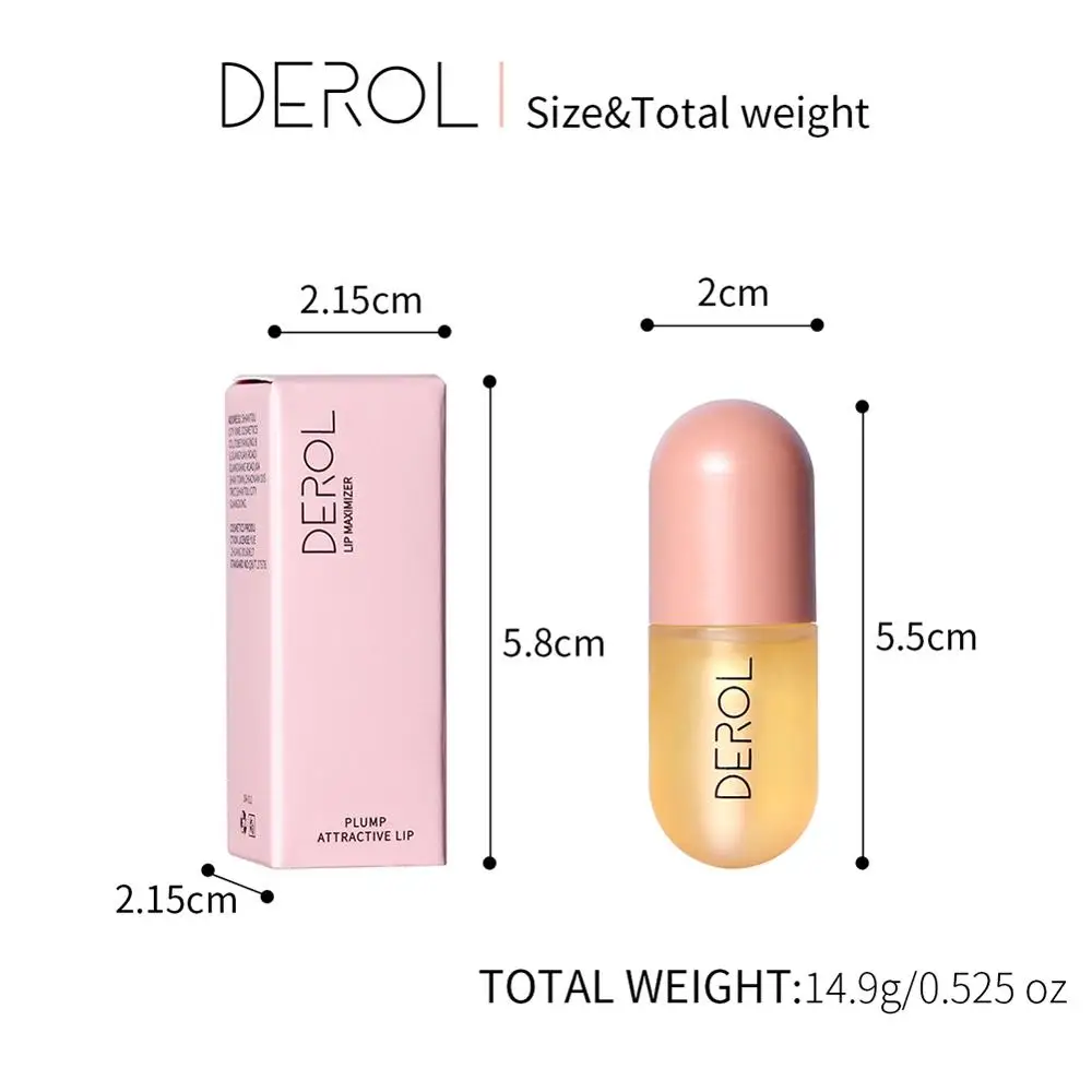 Derol Lip Plumper Gloss Ginger Plump Volume Shiny Vitamin Mineral Oil Enhancer Moisturizing Hydrated Sexy Lips Makeup on - Дерол Глянцевый Блеск для Увеличения Губ с Имбирем, Повышение Объема, Блеск, Витамины, Минеральное Масло, Увлажнение, Гидратация, Се