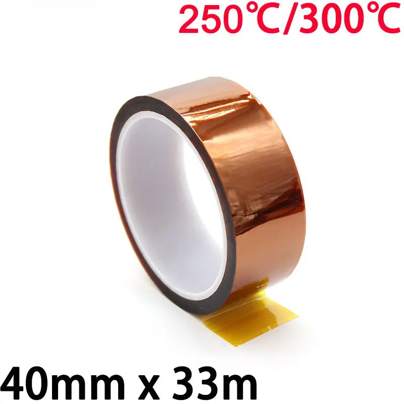 

Запчасти для 3D-принтера 40 мм x 33 м, термостойкая термоизоляционная полиимидная теплоизоляционная Клейкая Лента BGA Kapton