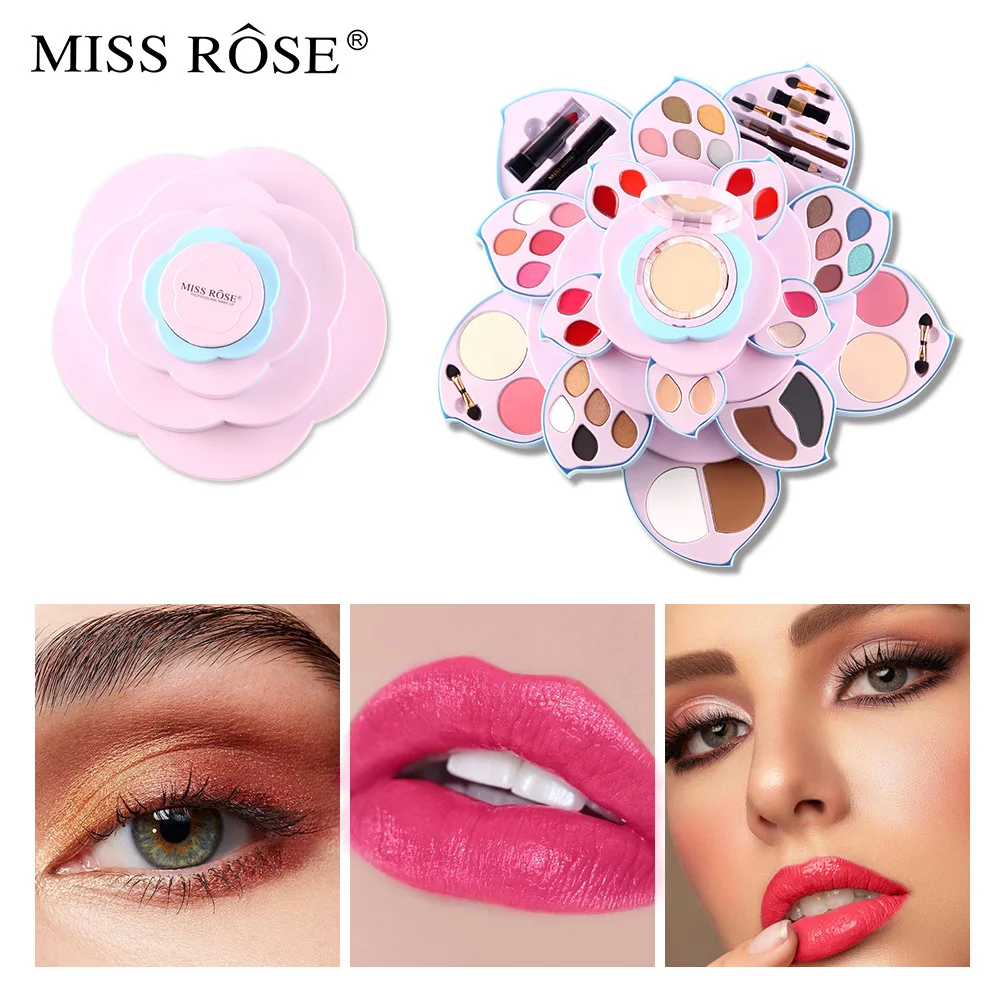 

Pink Plum Blossom Style Rotatable Eyeshadow Blush Palette Cosmetic Lip Face Eye Palette Wholesale Makeup Kit Full Professional