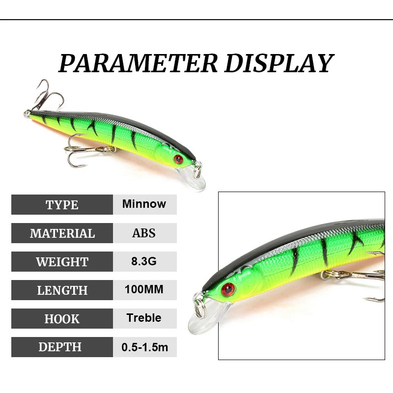 1PCS Minnow Fishing Lure 10cm /8g Artificial Popper Freshwater Hard Bait Wobblers Jig CrankBait Trout Carp Tackle Pike | Спорт и