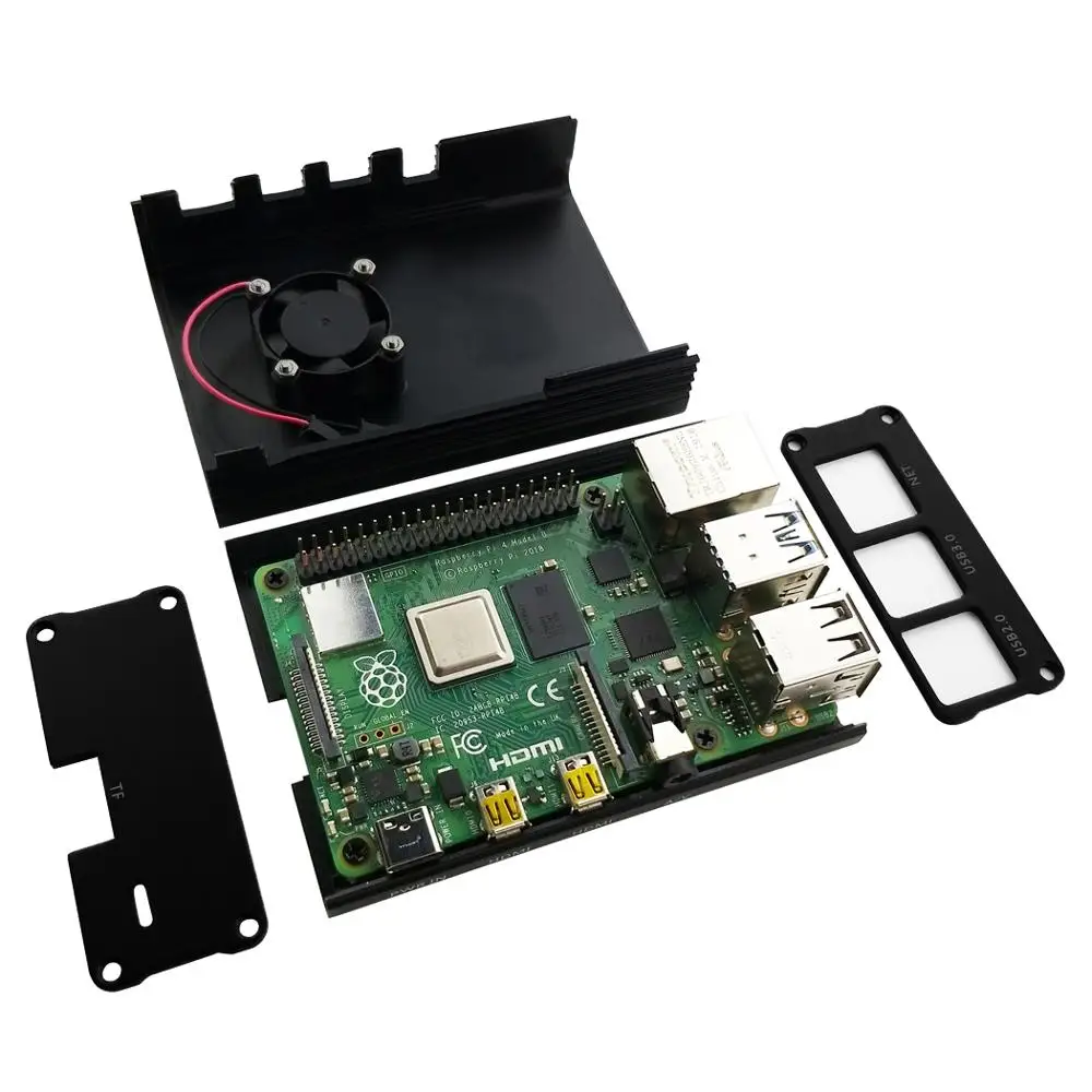 Алюминиевый Чехол Raspberry Pi с вентилятором для Raspberry Pi 4 Модель B