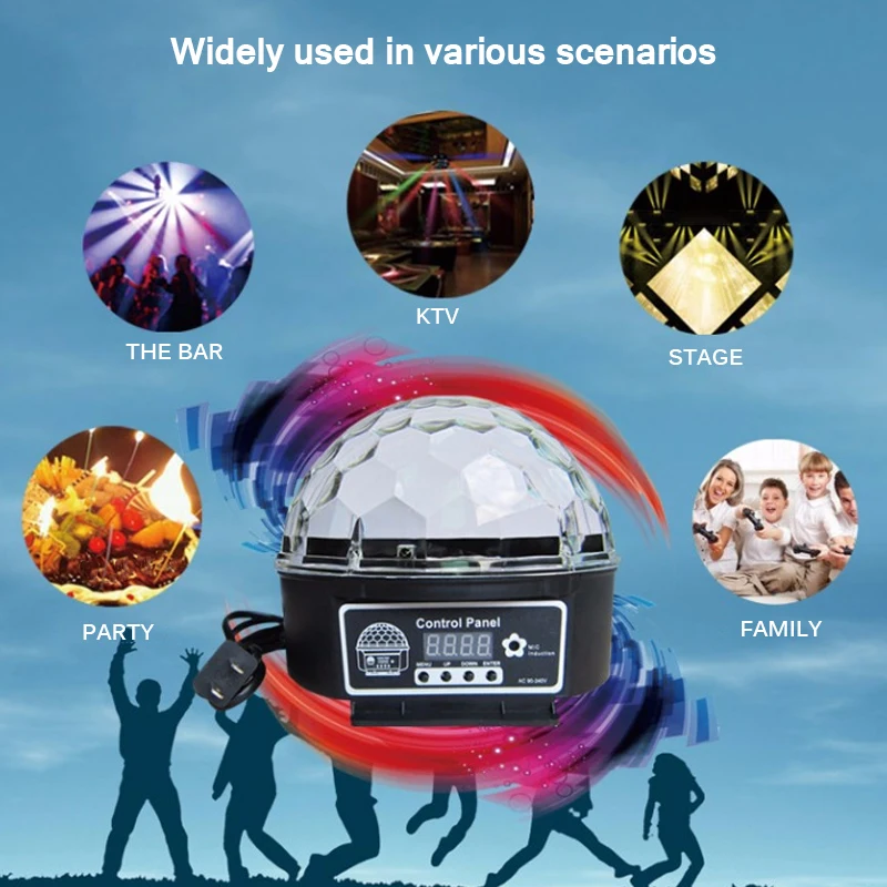 9 Color LED Bluetooth Speaker Disco Ball Light Prom Laser Party 18W DJ Stage Projection Lamp | Освещение