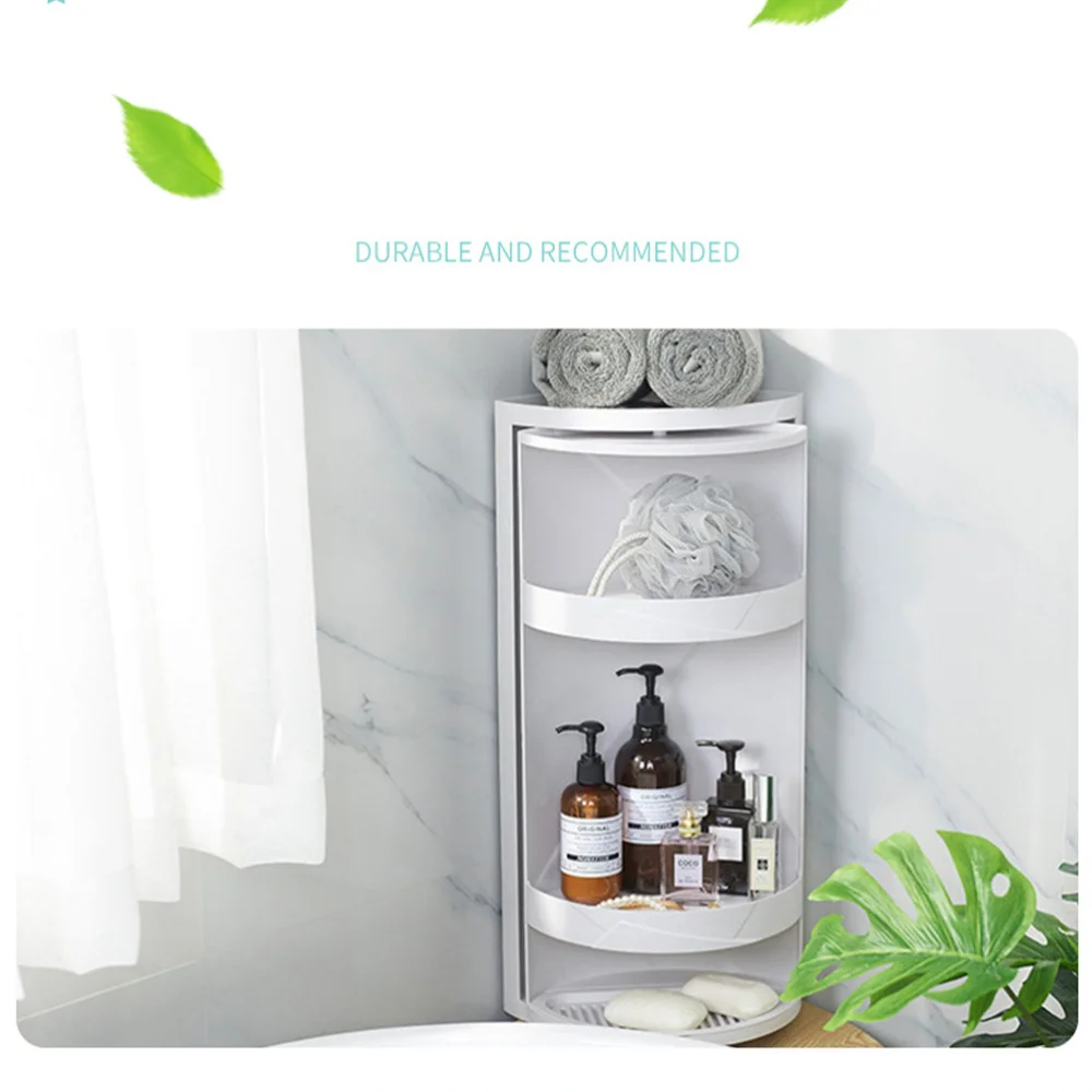 

1PC Bathroom Corner Shelf Stylish Rotating Storage Rack Triangle Organizing Rack Creative Washstand Storage Rack for Hom