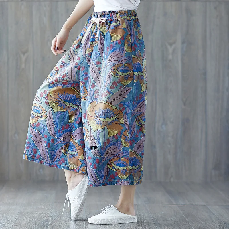 Женские свободные джинсовые брюки в стиле ретро летние синие хлопковые с