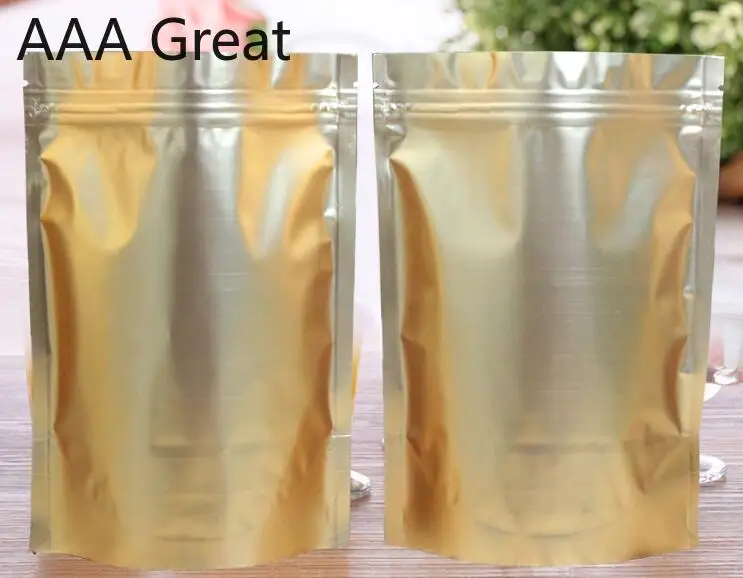 500 шт./лот золотые пакеты с замком из алюминиевой фольги для хранения еды кофе чая