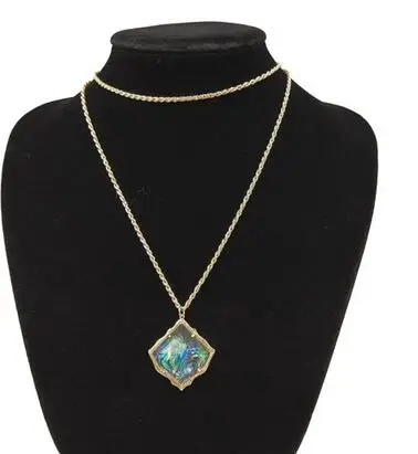 Gold abalone necklac Модные висячие серьги-капельки с камушками - Окраска металла: Gold abalone necklac