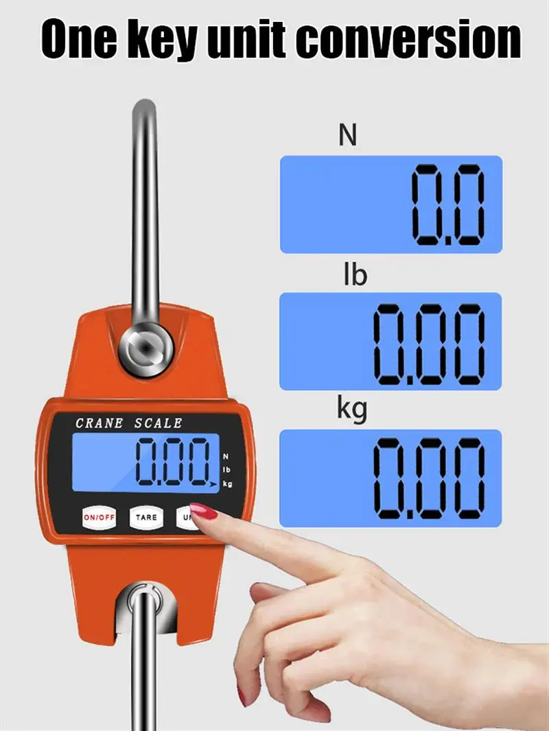 

300kg Crane Scale Handheld Digital Battery Charging LCD Digital Balance Hanging Electronic Scales for Farm Market