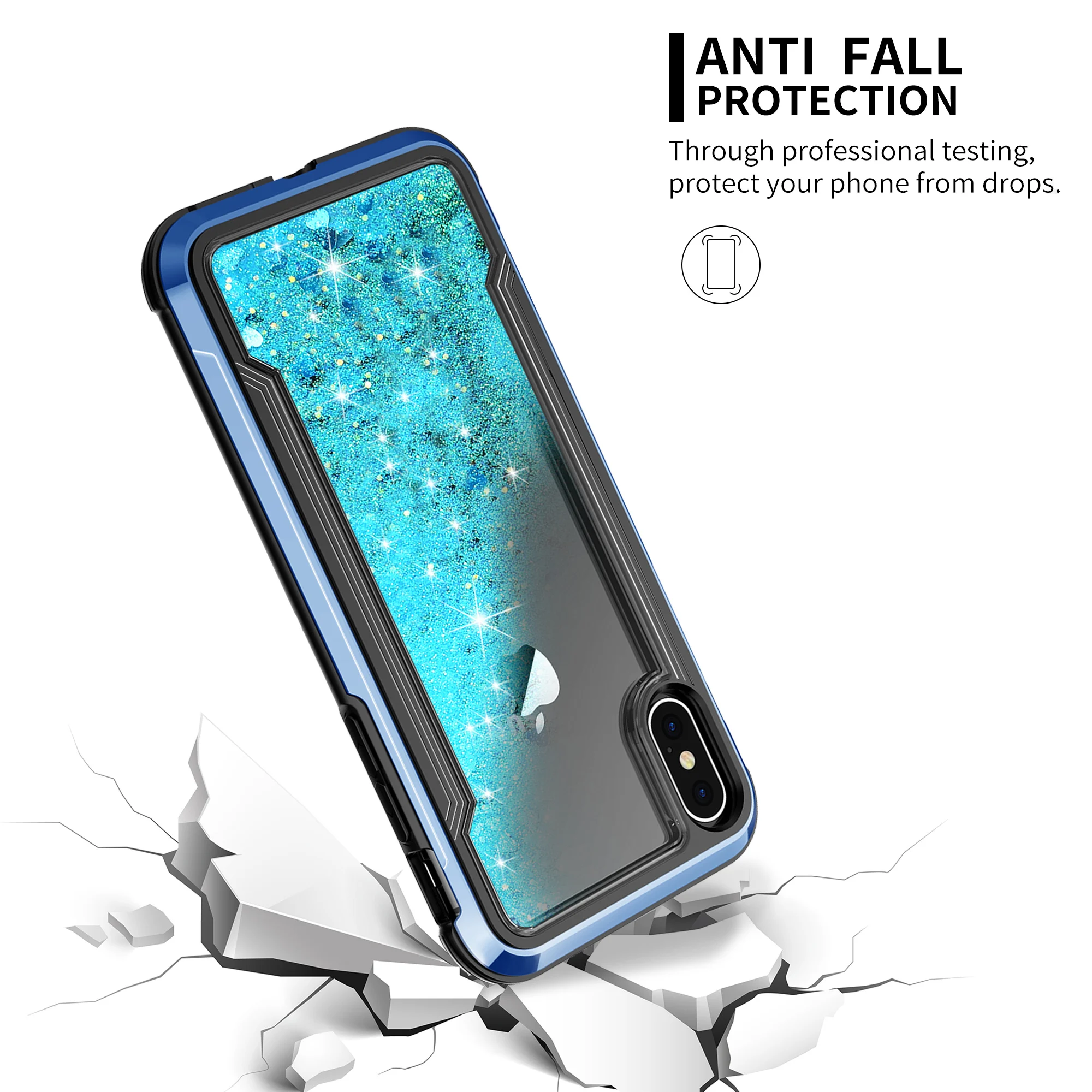 Броня Гибридный ударопрочный каучук бампер чехол для iPhone 11 Pro Max 6 6s 7 8Plus X XS Max XR жидкий сыпучий песок украшение блестки чехол