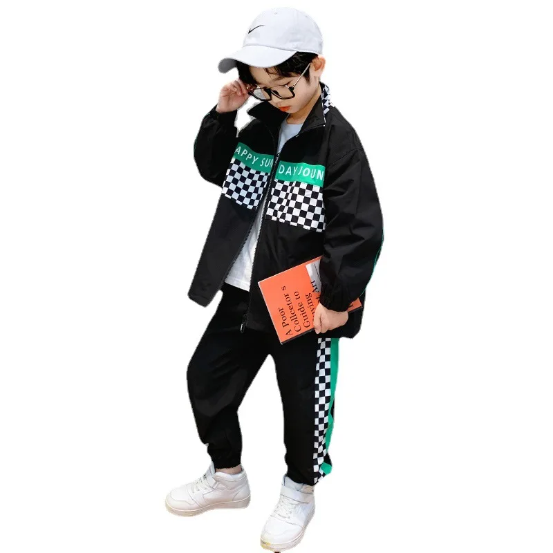 

Casual Hooded Spring Summer Boys Clothing SuitsCoat + Pants 2pcs/Set Kids Jacket Teenager Sport LeisureTracksuit High Quality