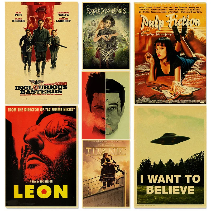 

Vintage Poster classic movie Pulp Fiction / Kill Bill/Fight Club poster Retro kraft paper posters decorative art painting