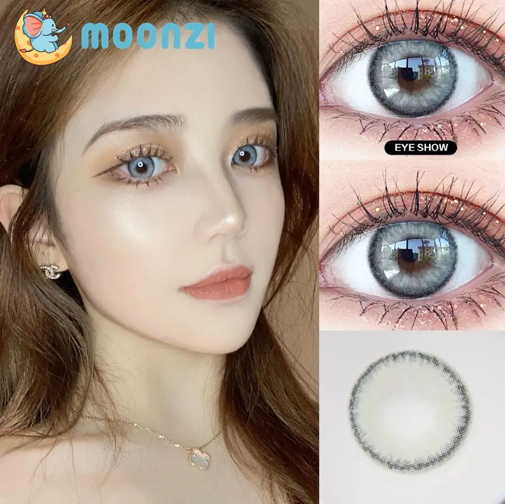 

MOONZI pear gray new exclusive Colored small Contact Lenses for eyes Makeup cosplay yearly 2pcs/pair Myopia prescription degrees