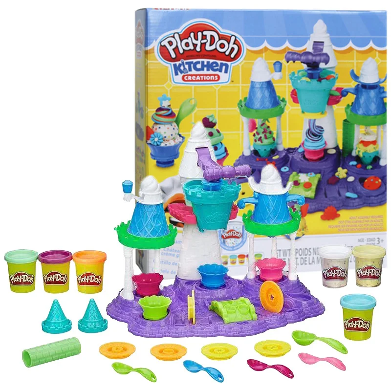 

Набор инструментов Hasbro Play из пластилина и замка для мороженого, игрушки ручной работы, цветная глина, абразивные инструменты, игрушки для де...