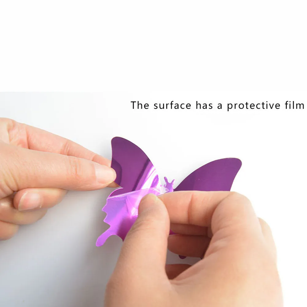 12 шт Бабочка серебряное зеркало украшения дома номер арт 3D DIY Искусство поделки