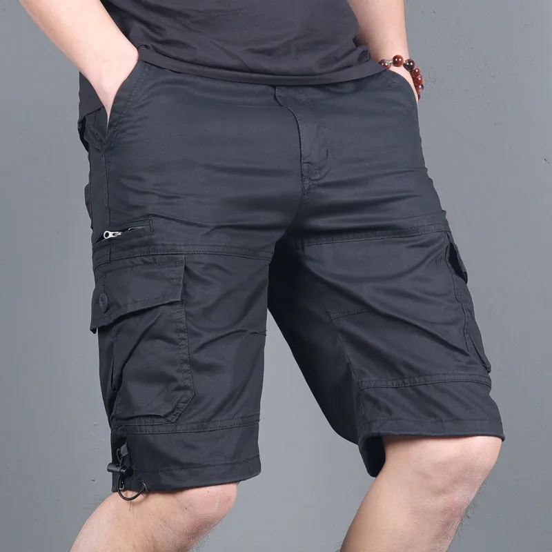 

Solid Casual Men Shorts Zipper Waist Summer Short Pants for Men Cargo Pants with Pocket 2021 High Quality Daliy Men Shorts