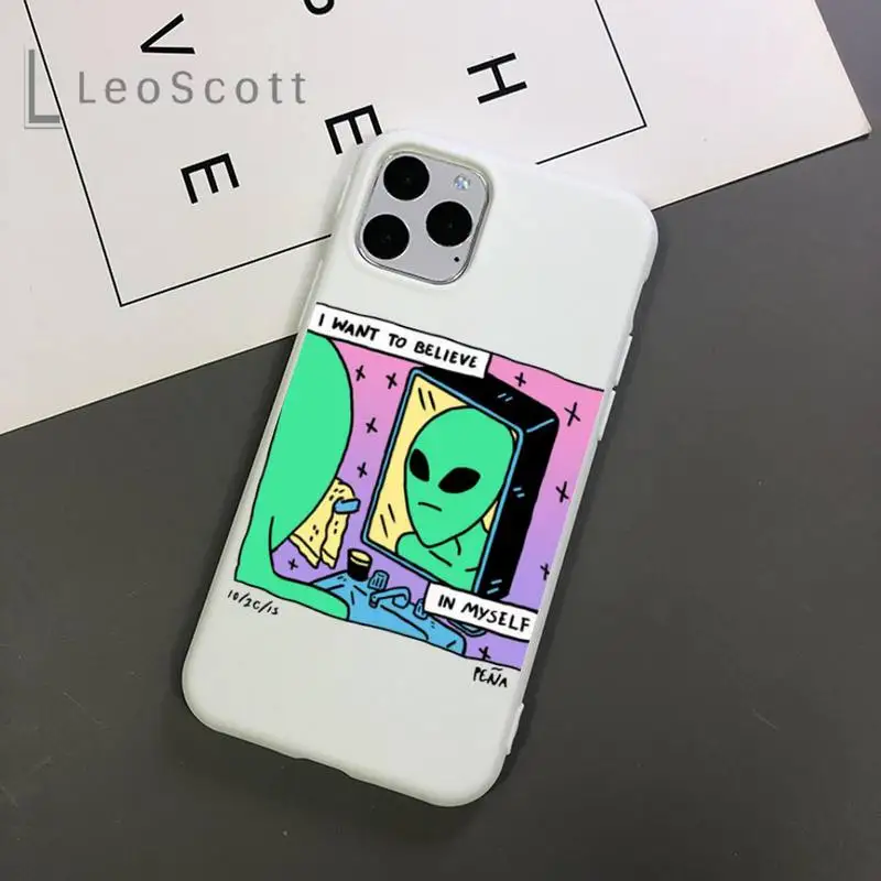 

Alien space aesthetics Cute Cartoon Cool Phone Case Candy Color for iPhone 11 12 mini pro XS MAX 8 7 6 6S Plus X 5S SE 2020 XR