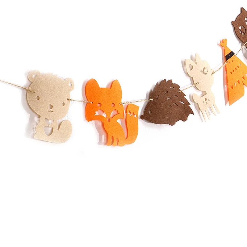 

Jungle Animal Banner Cartoon Forest Hedgehog Squirrel Fox Garland Party Decor