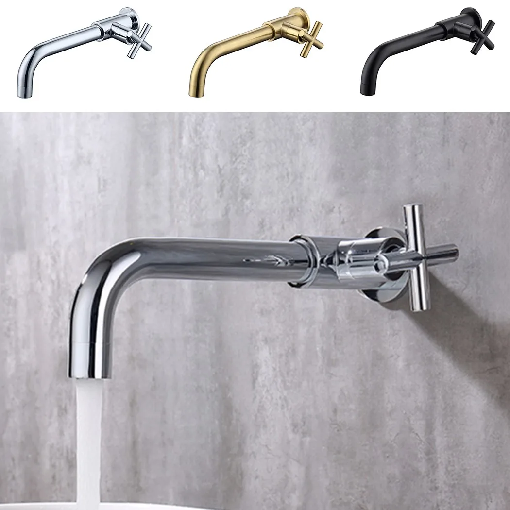 

Brass Double Handle Wall Mounted Bathroom Sink Faucet Hot Cold Basin Faucet Mix Tap Brushed Bathroom Faucets Tool