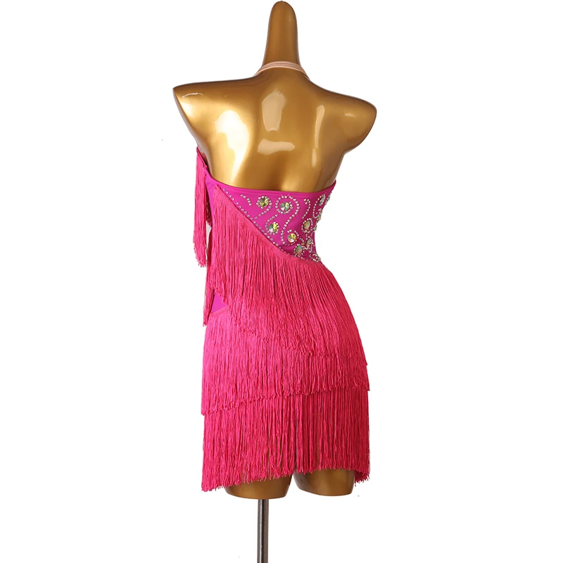 Женское платье для латиноамериканских танцев откровенное с бахромой и открытой