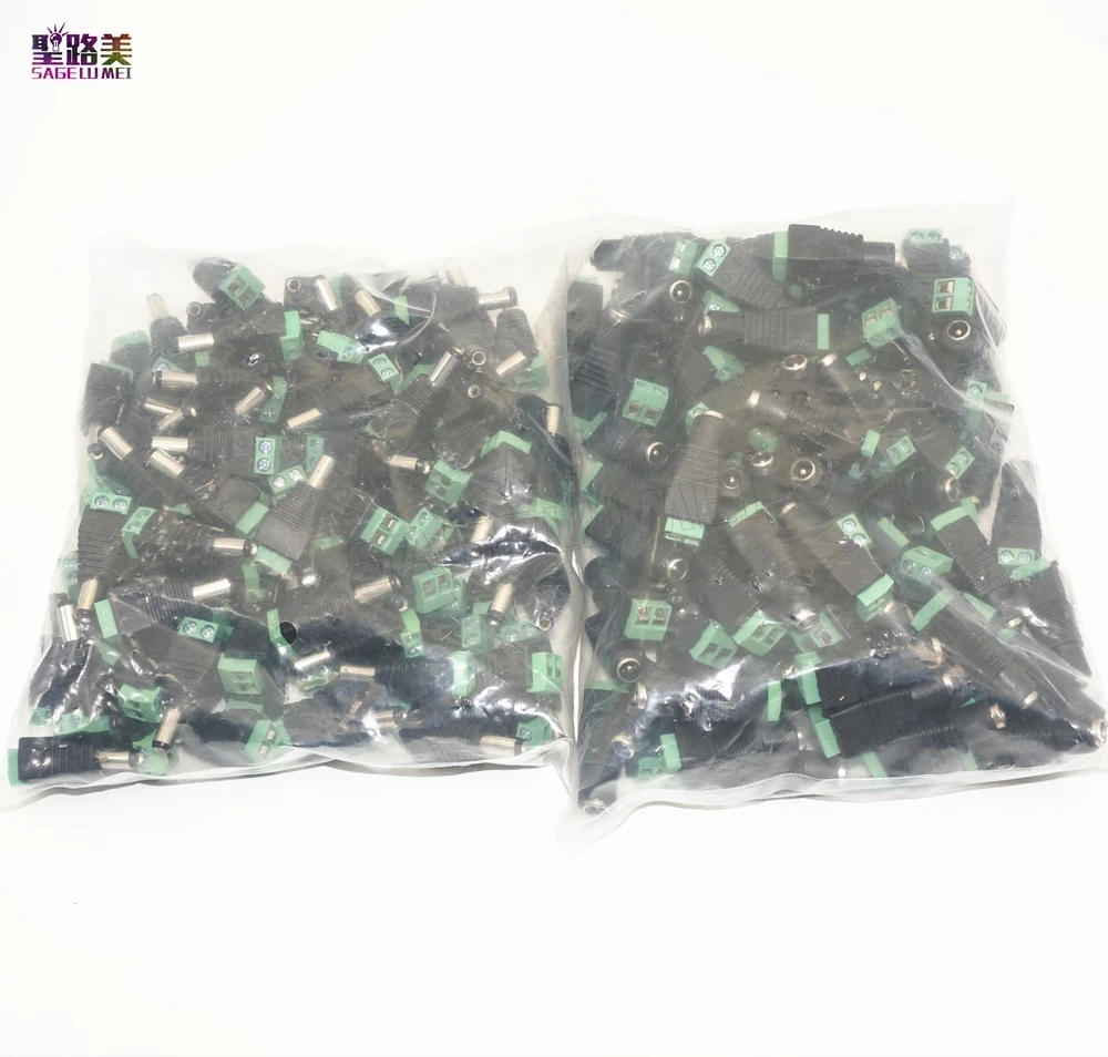 100pcs/pack 5.5mm x 2.1mm Male Female Connector easy DC Power Adapter Plug For CCTV Camera 5050 3528 Single Color LED Lamp strip |