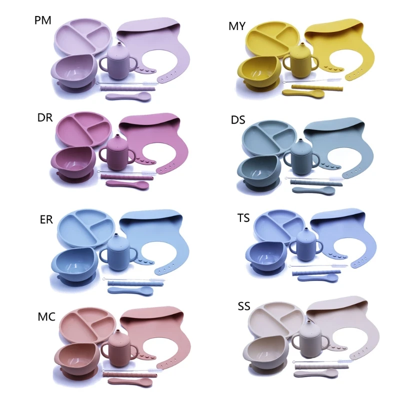 

Baby Silicone Plate Set Self-Feeding Antislip Saucer Suction Children's Tableware Silicone Dish for Baby-Led Weaning