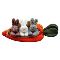 mini plush rabbits dolls christmas decoration unzip the rabbit toy 3 bunnies in carrot purse cute plush toy gift for kids girls