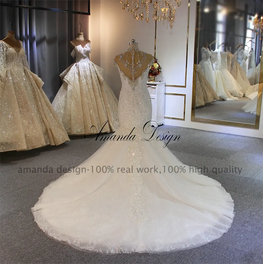 Аманда дизайн robe de mariee courte с высоким воротом и рукавами-крылышками Русалка свадебное платье в африканском стиле