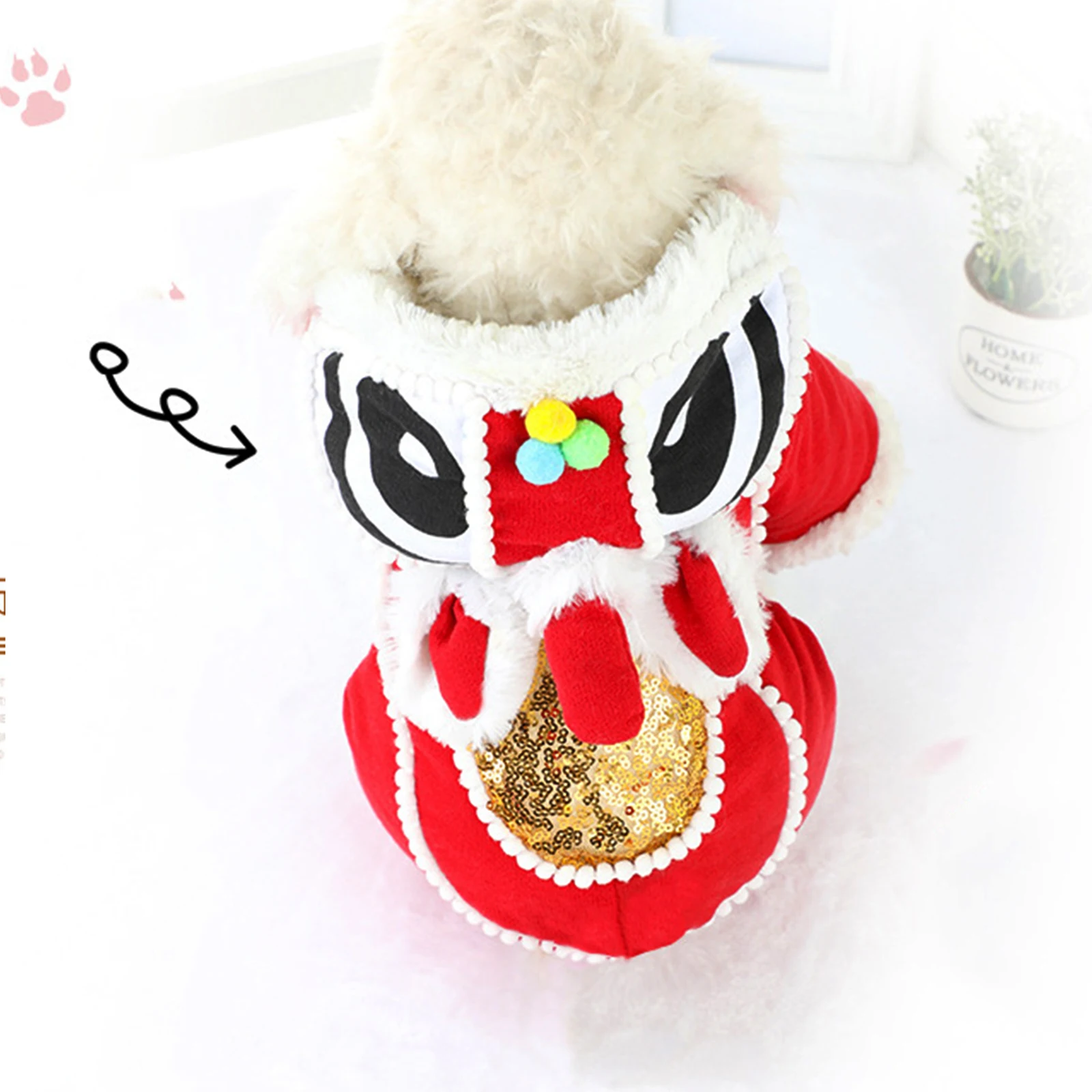 

Костюм для собаки в китайском стиле, танцевальный костюм для домашнего питомца с красными блестками для весны, фестиваля, Нового года, одежд...