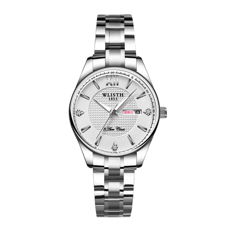 Слоновая кость Мужские деловые повседневные аналоговые светящиеся часы с календарем и неделей, 30 метров водонепроницаемые кварцевые наручные часы со стальным ремешком - Цвет: Слоновая кость