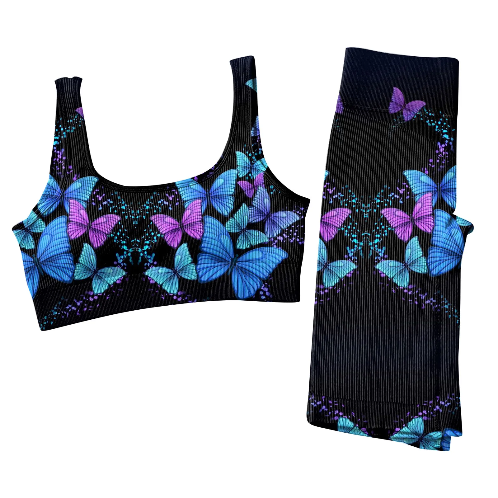 

Summer women's fashion and creative beautiful printing ensemble femme 2 pices sleeveless U-neck top elastic band shorts 02*