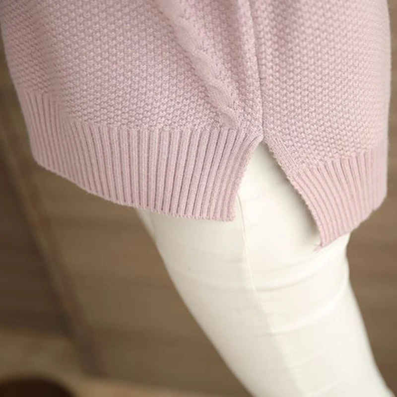 

New Women Sweater Solid Half Turtleneck Loose Short Knit Pullover Women Casual Tops Plus Size Bottoming Sweater Jumper Female