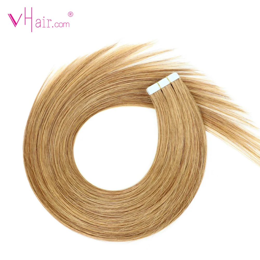 VHair лента на коже волосы завязанные вручную в Remy человеческие для наращивания всю