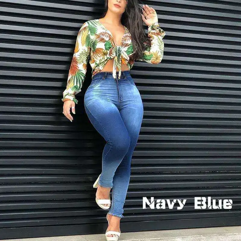 

2021 jeans stretch slim fit buttocks feet fashion trousers women