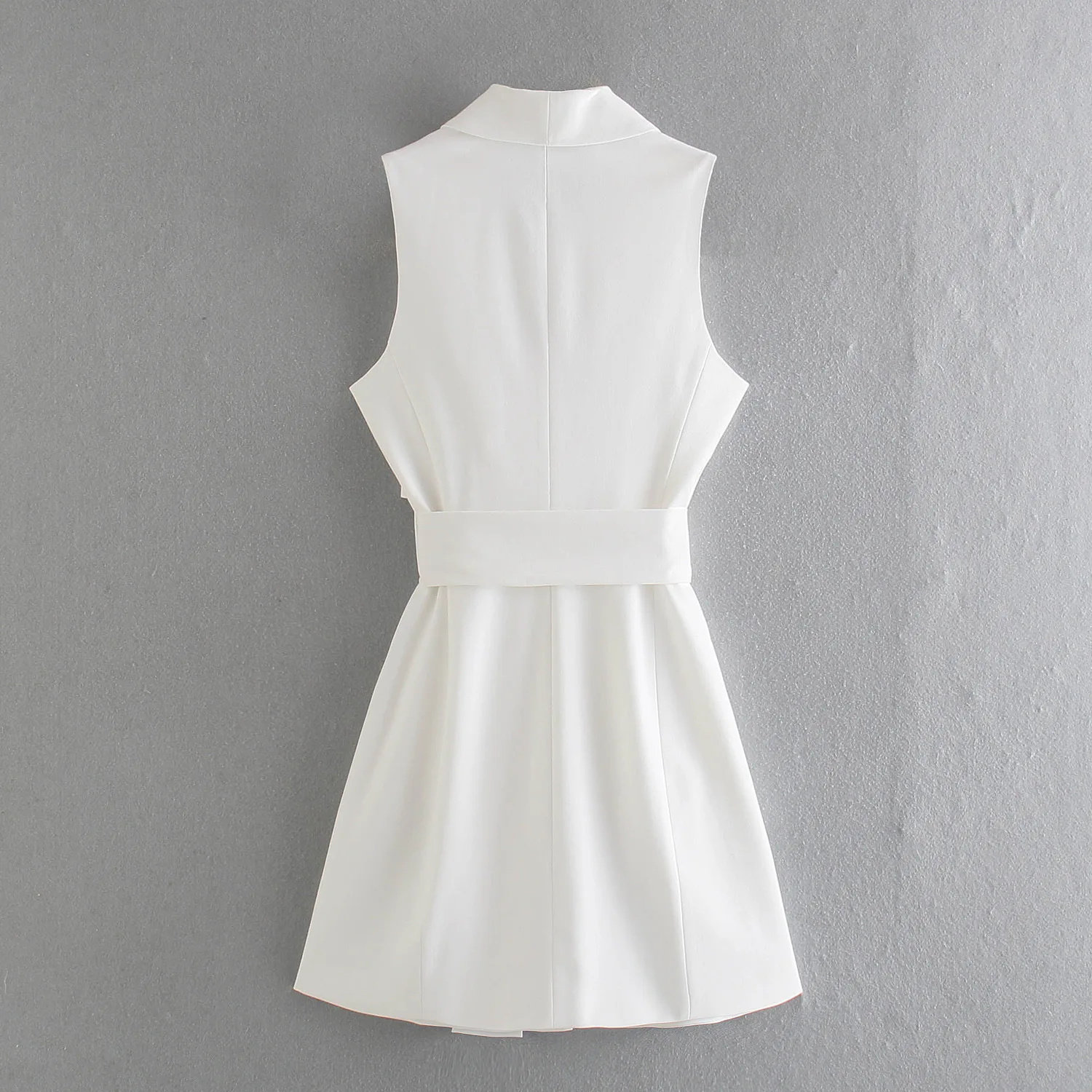 

White Summer Dress Woman 2021 Sleeveless Waistcoat Short Dress Women Fashion Belt Mini Elegant Office Ladies Dresses Vestidos