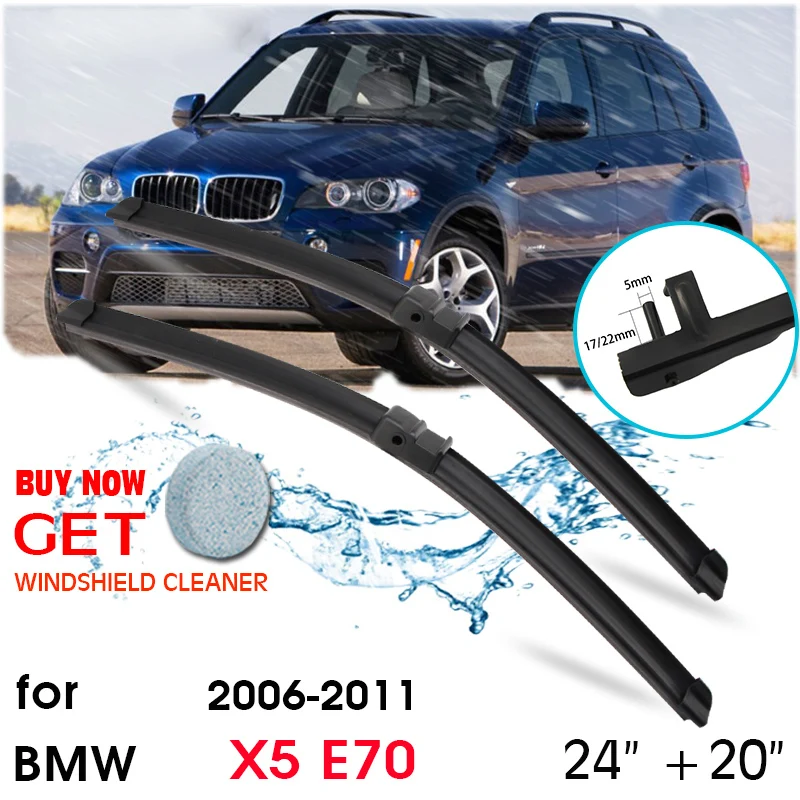 

Car Wiper Blade Front Window Windshield Rubber Silicon Refill Wiper For BMW X5 E70 2006-2011 LHD / RHD 24"+20" Car Accessories