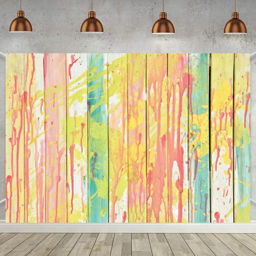 

Фон для фотосъемки новорожденных с масляными красками и белым деревом