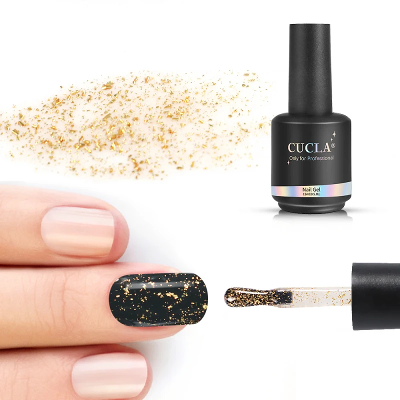 Гель-лак для ногтей с блестками золотой фольгой 15 мл | Красота и здоровье