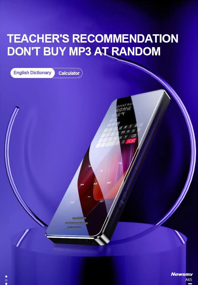 Newsmy A65 MP4 плеер 8 Гб Walkman Тонкий чехол OTG электронная книга Поддержка TF карта HiFi Loseless Студенческая Bluetooth 2,4 дюймов музыкальный плеер