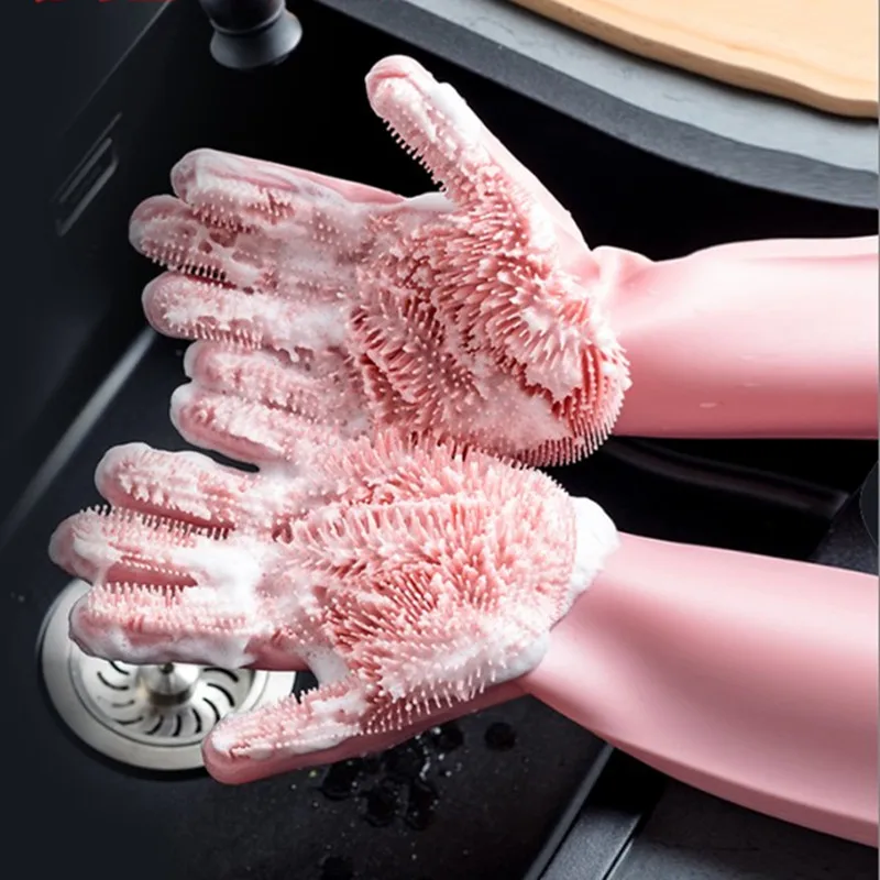 1 пара силиконовые перчатки для мытья посуды|Бытовые перчатки| |