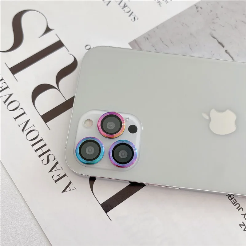 Стеклянное металлическое кольцо с полным покрытием для iPhone 12 Pro Max градиентная