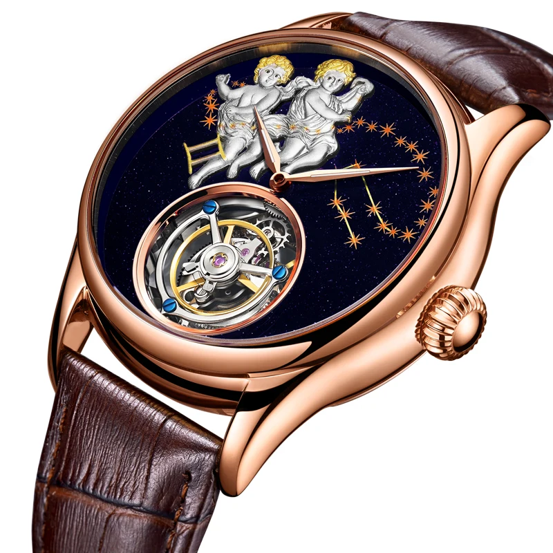 

Tourbillon Watch Fully Automatic Mechanical Sapphire Mirror Gift Business Men Watches 2021Brand Luxury Personality Male Clock