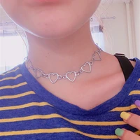 new fashion 275cm short chain gothic hollow love heart chokers for women punk choker necklace