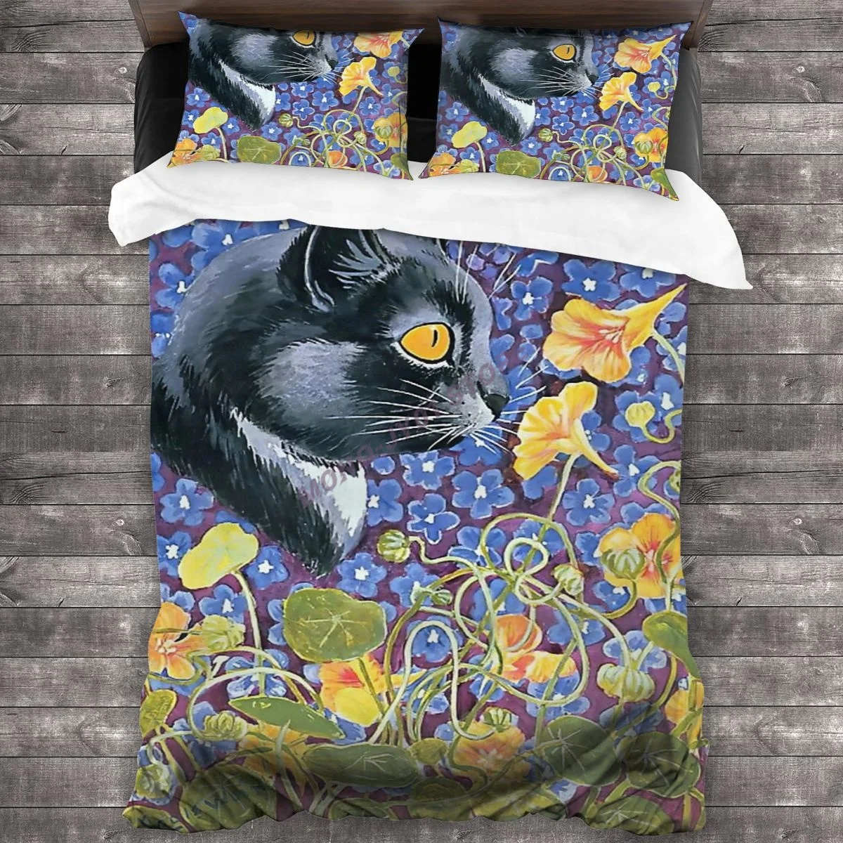 

Cat And Nasturtiums By Louis Wain Bedding Set Duvet Cover Pillowcases Comforter Bedding Sets Bedclothes